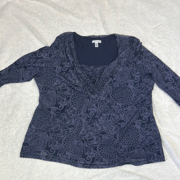 Croft & Barrow Blue Fitted 3/4 Sleeve Blouse - Picture 1 of 6